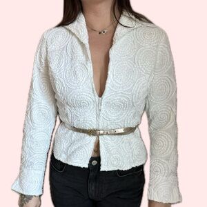 D&Y White Textured Cotton Jacket